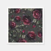 ボルドーレッドローゼスシャドーウィグレイ結婚フローラ スタンダードカクテルナプキン (正面)