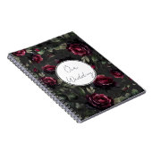 ボルドーレッドローゼスシャドーウィグレイ結婚フローラ ノートブック (右側)