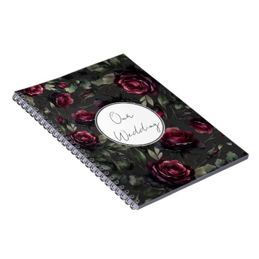 ボルドーレッドローゼスシャドーウィグレイ結婚フローラ ノートブック (右側)