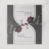 ボルドーレッドローゼスシャドーウィグレイ結婚フローラ プレイスカード (外部開封)