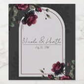 ボルドーレッドローゼスシャドーウィグレイ結婚フローラ ワインラベル (シングルラベル)