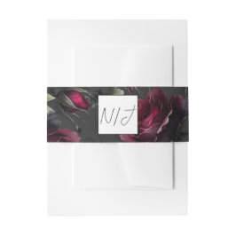 ボルドーレッドローゼスシャドーウィグレイ結婚フローラ 招待状ベリーバンド