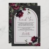 ボルドーレッドローゼスシャドーウィグレイ結婚フローラ 招待状 (正面/裏面)