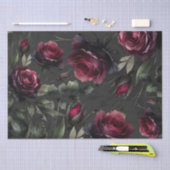 ボルドーレッドローゼスシャドーウィグレイ結婚フローラ 薄葉紙 (クラフト)