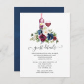 ボルドーワインボトルをイメージした結婚式のゲスト詳細カード エンクロージャーカード (正面/裏面)