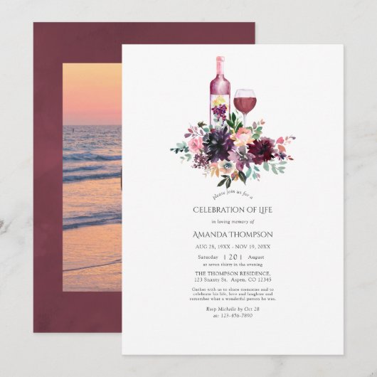 ボルドーワイン試飲 生命の祝祭 フォト 招待状 (正面/裏面)