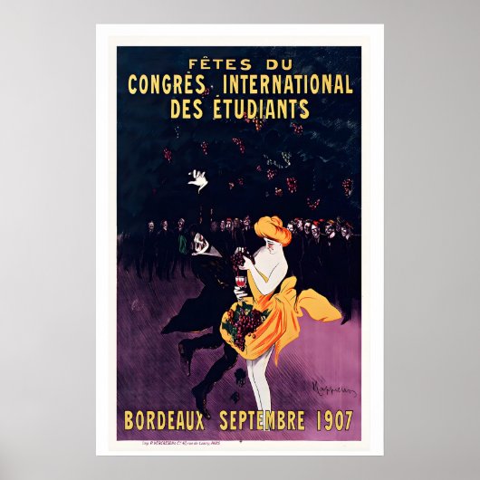 ボルドーワイン 1907年9月 ヴィンテージ広告 ポスター (正面)
