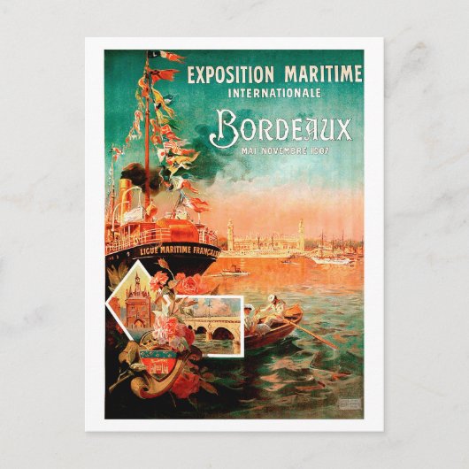 ボルドー市港，フランス，観光客船，ヴィンテージ ポストカード (正面)