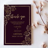 ボルドー深いリッチ赤金ゴールドフローラありがとう 招待状