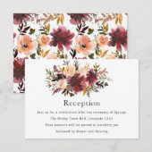 ボルドー ピーチ ウォーターカラー フラワー ウェディング エンクロージャーカード (正面/裏面)