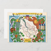 ボルドー、フランスのヴィンテージの地図 ポストカード (正面/裏面)