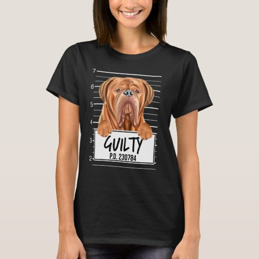 ボルドー・マスティフの顔写真 有罪の犬 Tシャツ (正面)