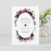 ボルドー ヴィオレット プラム ウォーターカラー フラワーブライダルシャワー 招待状 (スタンド正面)