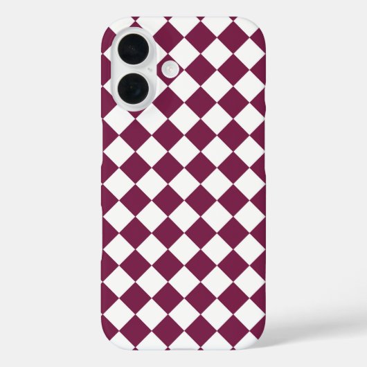 ボルドー 白 チェッカー ダイヤモンド 柄 Case-Mate iPhoneケース (裏面)