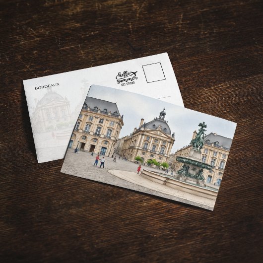 ボルドーFrance水彩絵葉書 招待状
