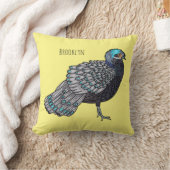 ボルネアンクジャク – キジ鳥の漫画イラストレーション クッション (ブランケット)