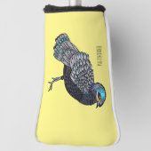 ボルネアンクジャク – キジ鳥の漫画イラストレーション ゴルフヘッドカバー (回転90)