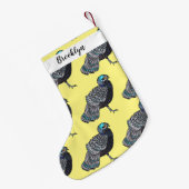 ボルネアンクジャク – キジ鳥の漫画イラストレーション スモールクリスマスストッキング (裏面 (吊り時))