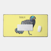 ボルネアンクジャク – キジ鳥の漫画イラストレーション デスクマット (キーボード&マウス)