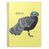 ボルネアンクジャク – キジ鳥の漫画イラストレーション ノートブック (正面)