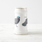 ボルネアンクジャク – キジ鳥の漫画イラストレーション ビールジョッキ (中央)