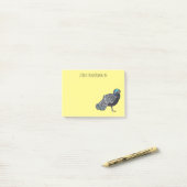 ボルネアンクジャク – キジ鳥の漫画イラストレーション ポストイット (デスク上)