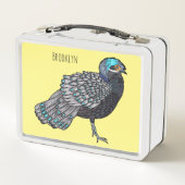 ボルネアンクジャク – キジ鳥の漫画イラストレーション メタルランチボックス (裏面)