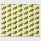 ボルネアンクジャク – キジ鳥の漫画イラストレーション ラッピングペーパー (フラット)