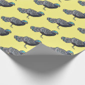 ボルネアンクジャク – キジ鳥の漫画イラストレーション ラッピングペーパー (角)