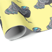 ボルネアンクジャク – キジ鳥の漫画イラストレーション ラッピングペーパー (ロールコーナー)