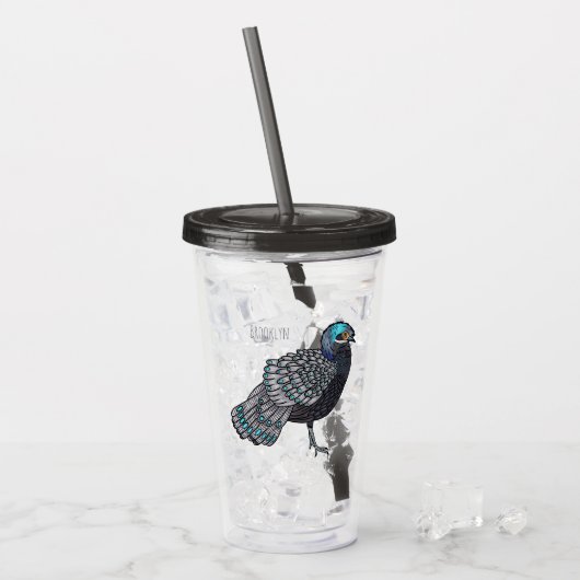 ボルネオのクジャクサイコウのイラスト アクリルタンブラー (アイス正面)