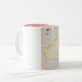 ボルネオ島のイラスト地図 ツートーンマグカップ (正面左)