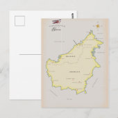 ボルネオ島のイラスト地図 ポストカード (正面/裏面)