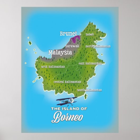 ボルネオ島の地図 ポスター (正面)
