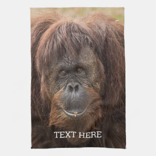 ボルネオ・オランウータン美しい写真 キッチンタオル
