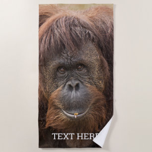 ボルネオ・オランウータン美しい写真 ビーチタオル