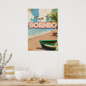 ボルネオ・ヴィンテージ旅行ポスターアート。 ポスター (キッチン)