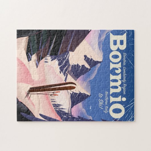 ボルミオ、ソンドリオ、ロンバルディ地方、イタリアのスキーポスター。 ジグソーパズル (横)