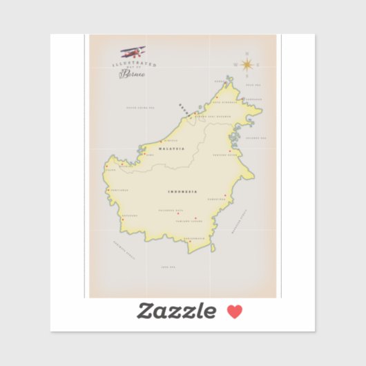 ボル図解入りの、写真付きのネオの地図 シール (シート)