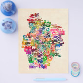 ボロウスオブロンドンタイポグラフィ文字の地図 チラシ (シングル)