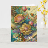 ボロケの花の誕生日 カード (黄色い花)