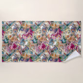 ボロケ花柄 ビーチタオル (正面)