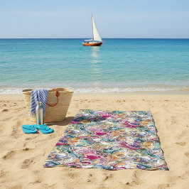 ボロケ花柄 ビーチタオル