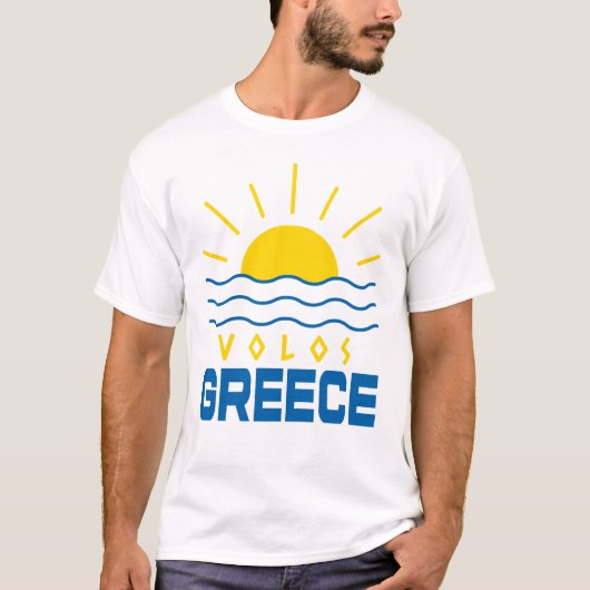 ボロス ギリシャ 太陽と海の波 メンズ 白 Tシャツ (正面)