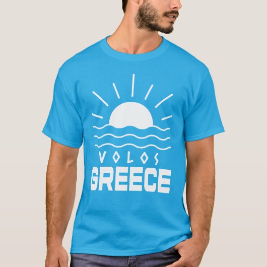 ボロス ギリシャ 陽光と海の波 メンズ ティール Tシャツ (正面)