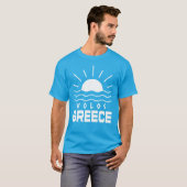 ボロス ギリシャ 陽光と海の波 メンズ ティール Tシャツ (正面フル)