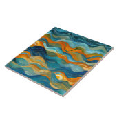 "ボロニア"青い緑オレンジ色の波 タイル (側面)