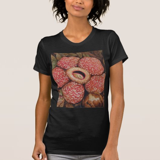 ボロネオの水彩画の芸術のRafflesia Tシャツ (正面)