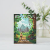 ボロブドゥールインドネシアユネスコヴィンテージレトロ旅行 ポストカード (スタンド正面)