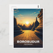 ボロブドゥールインドネシアユネスコ世界伝統旅行 ポストカード (正面/裏面)